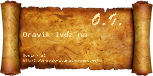 Oravik Ivána névjegykártya